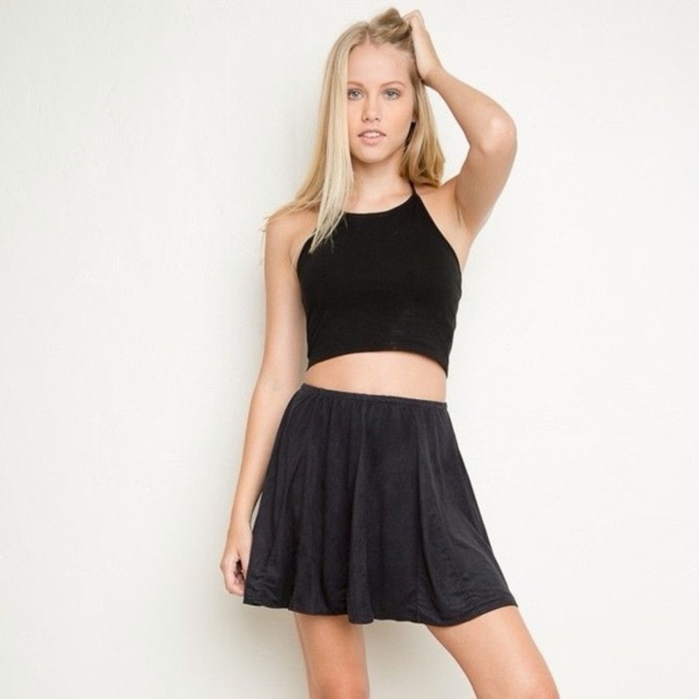 Like New - Brandy Melville Black Suede Skater Skirt (OS)
